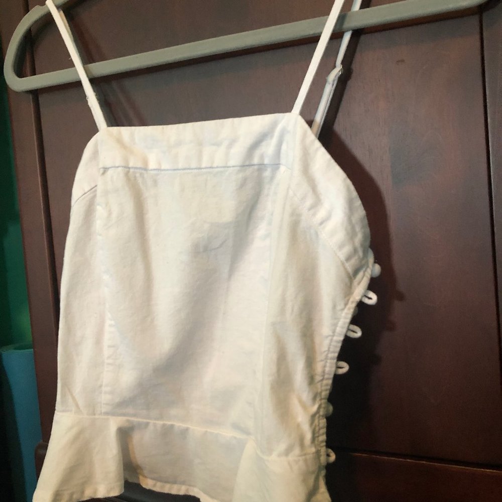 Forever 21 White Ruffled Tank Top